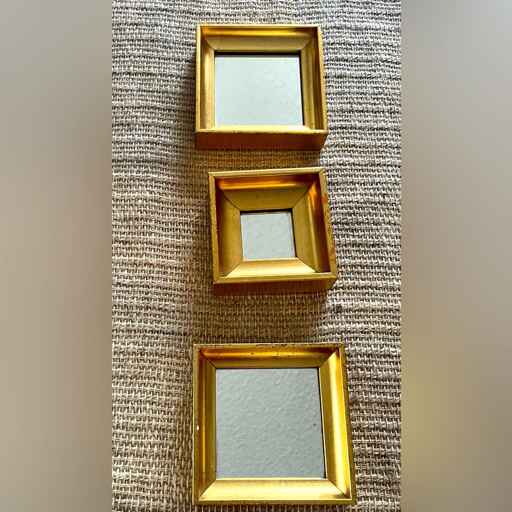 Vintage Lot of 3 Goldtone Mirrors